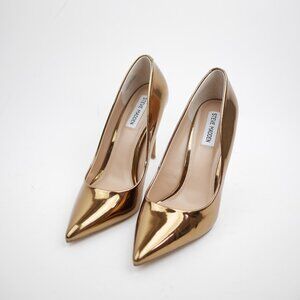 STEVE MADDEN Women's 10 Gold faux leather stiletto high heels closed toe pumps